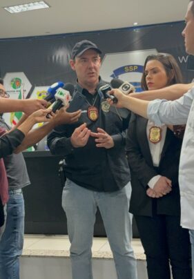 PCGO realiza coletiva de imprensa e apresenta detalhes da prisão de suspeito de crimes em série em Rio Verde