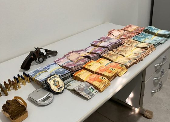 PCGO prende homem por tráfico de drogas, porte ilegal de arma e apreende mais de R$ 70 mil em Maurilândia