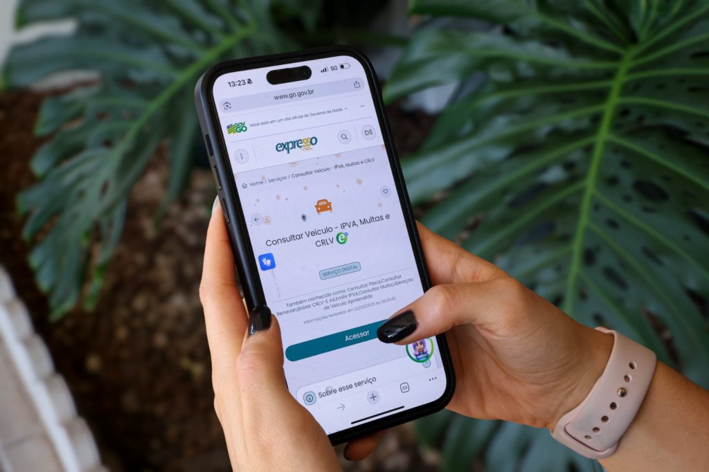 IPVA 2026 em Goiás: sexta parcela vence nesta segunda-feira - Pessoa acessando Portal Expresso pelo celular